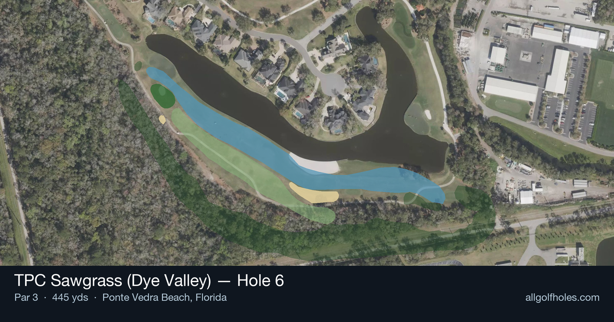 Hole 6 aerial at TPC Sawgrass (Dye Valley)