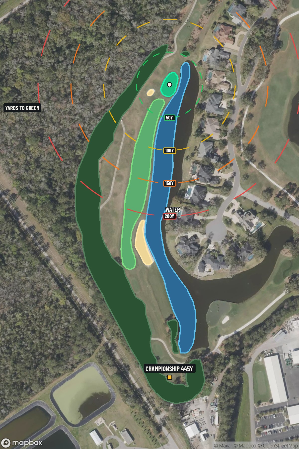 Hole 6 aerial at TPC Sawgrass (Dye Valley)