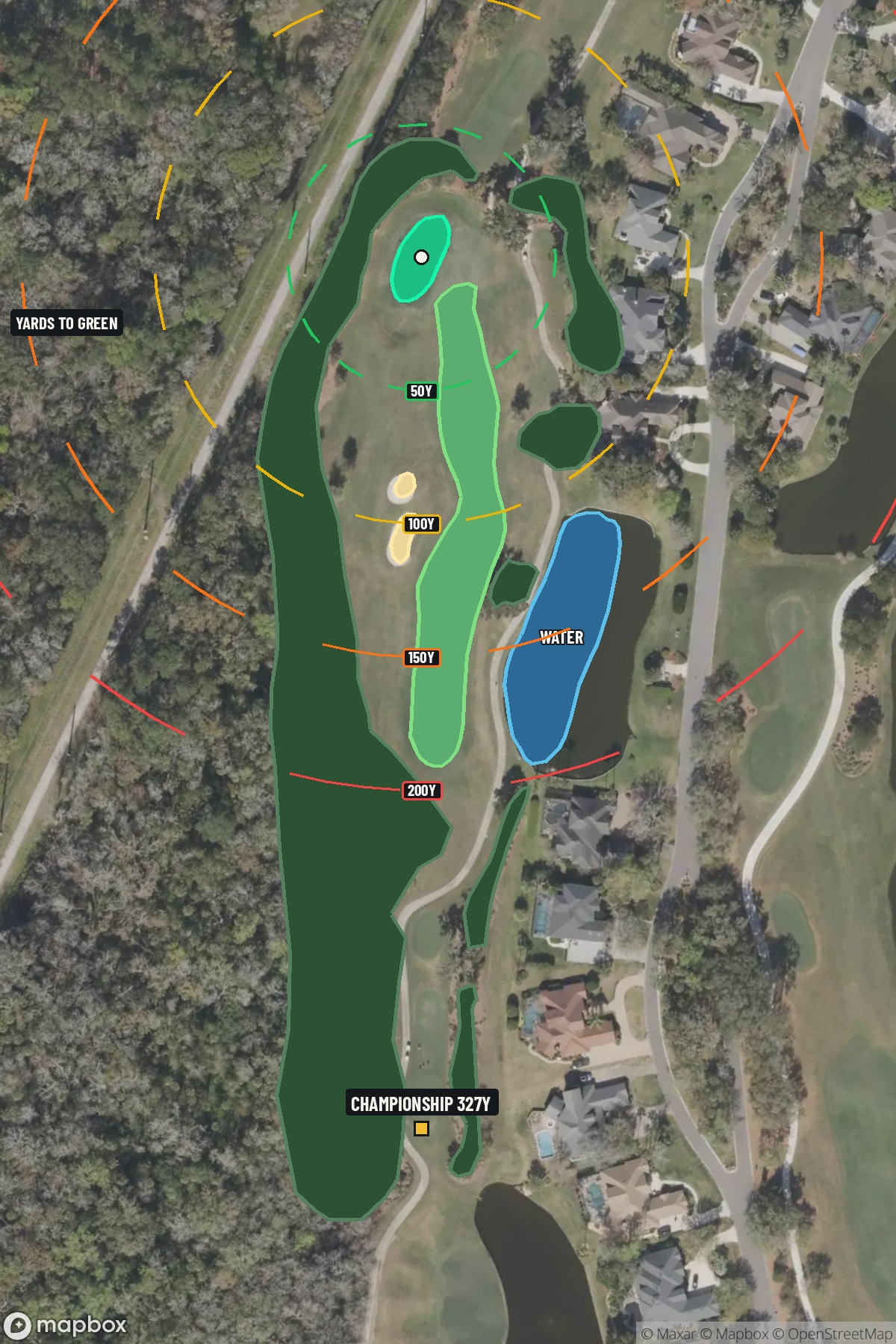 Hole 7 aerial at TPC Sawgrass (Dye Valley)