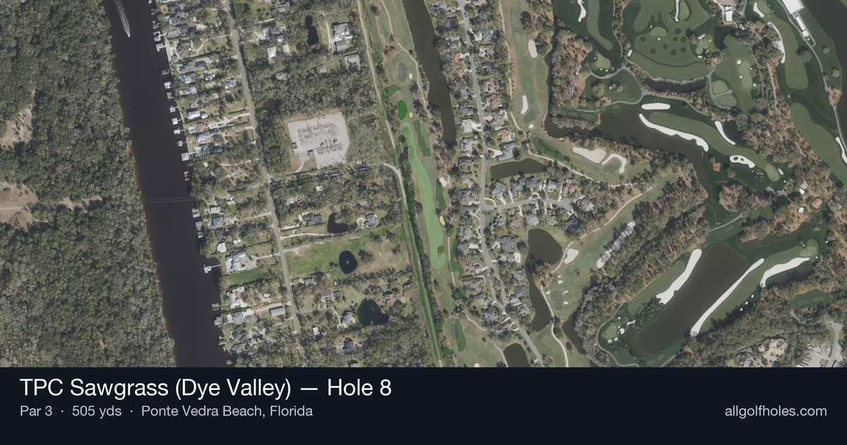 Hole 8 aerial at TPC Sawgrass (Dye Valley)