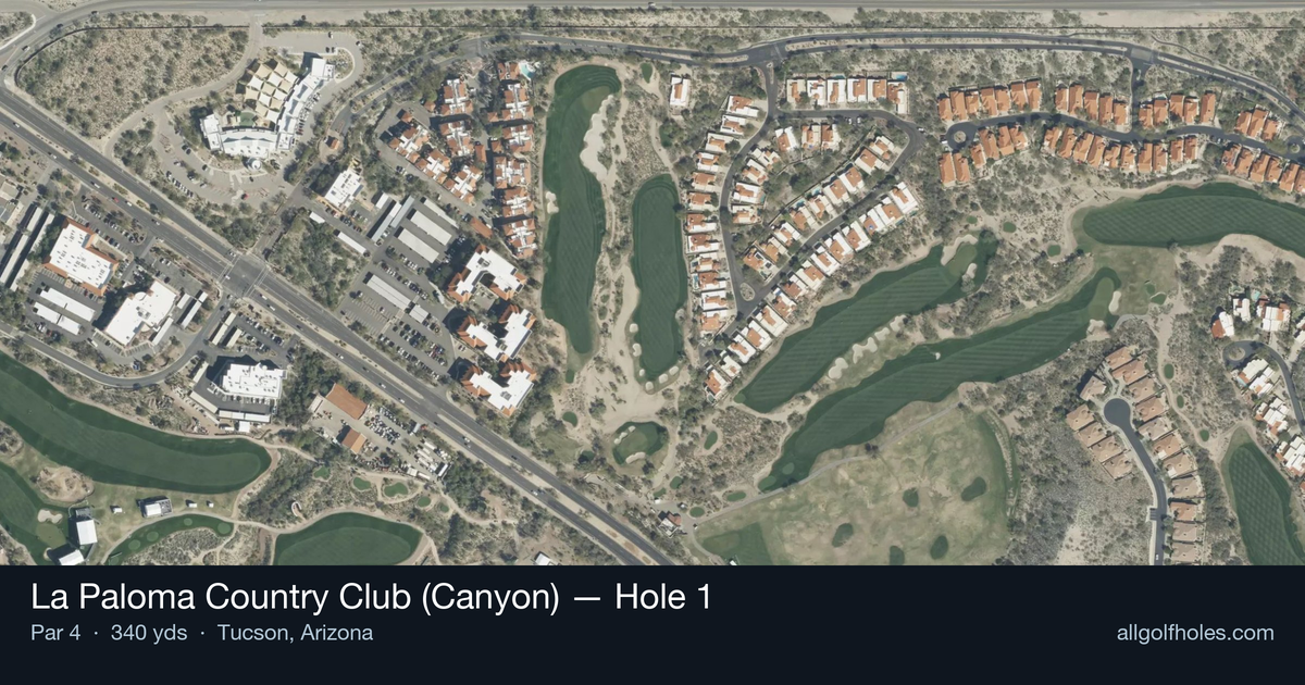Hole 1 aerial at La Paloma Country Club (Canyon)