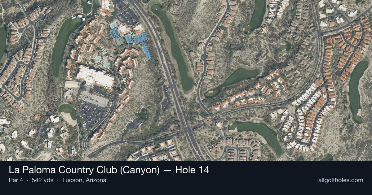 Hole 14 aerial at La Paloma Country Club (Canyon)