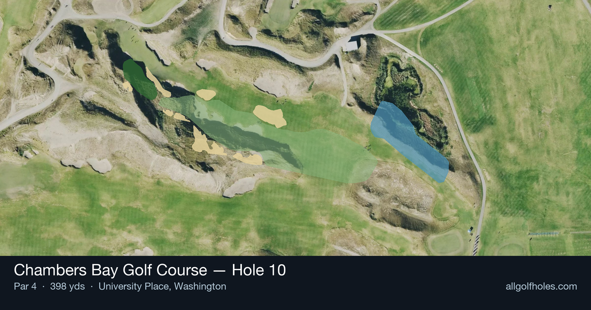 Hole 10 aerial at Chambers Bay Golf Course