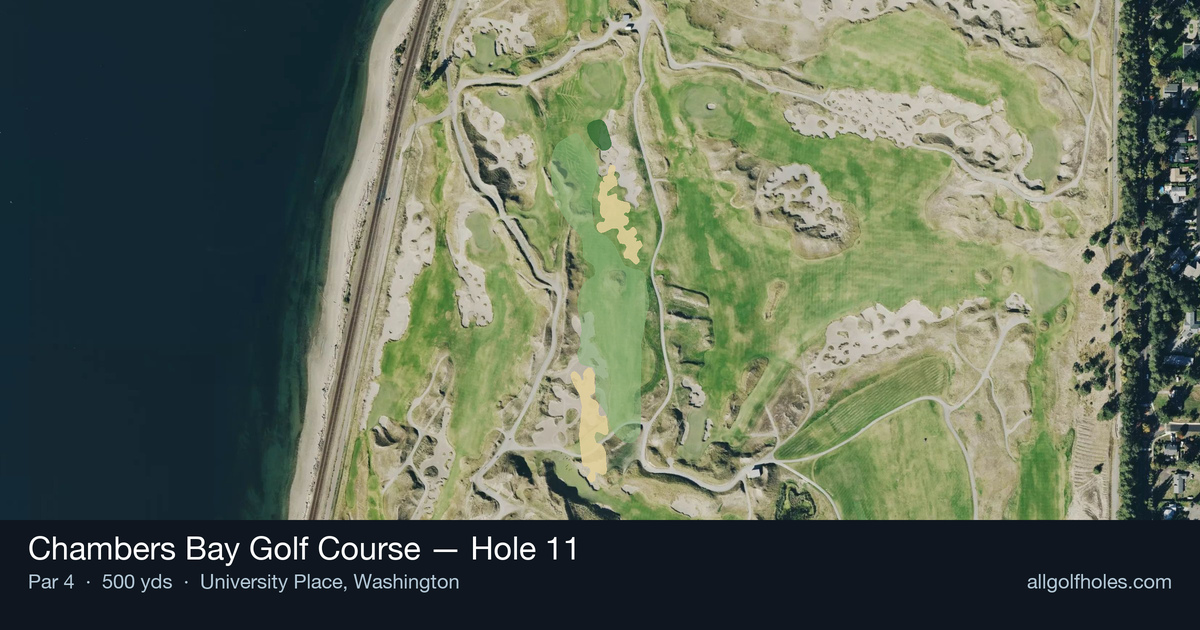 Hole 11 aerial at Chambers Bay Golf Course