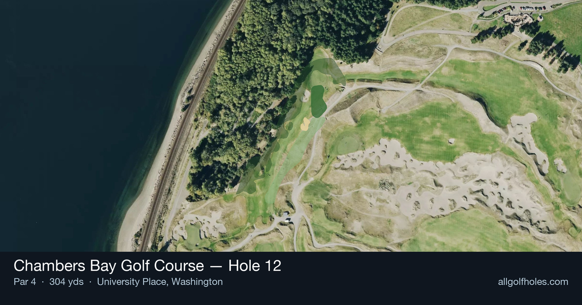 Hole 12 aerial at Chambers Bay Golf Course