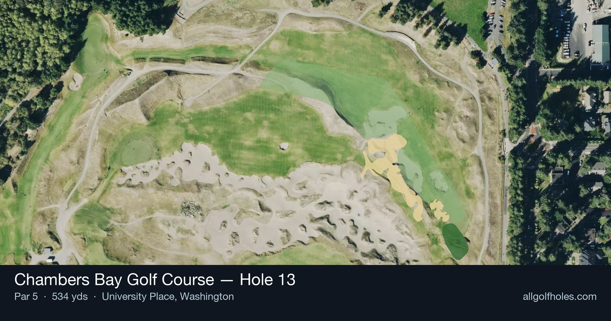 Hole 13 aerial at Chambers Bay Golf Course