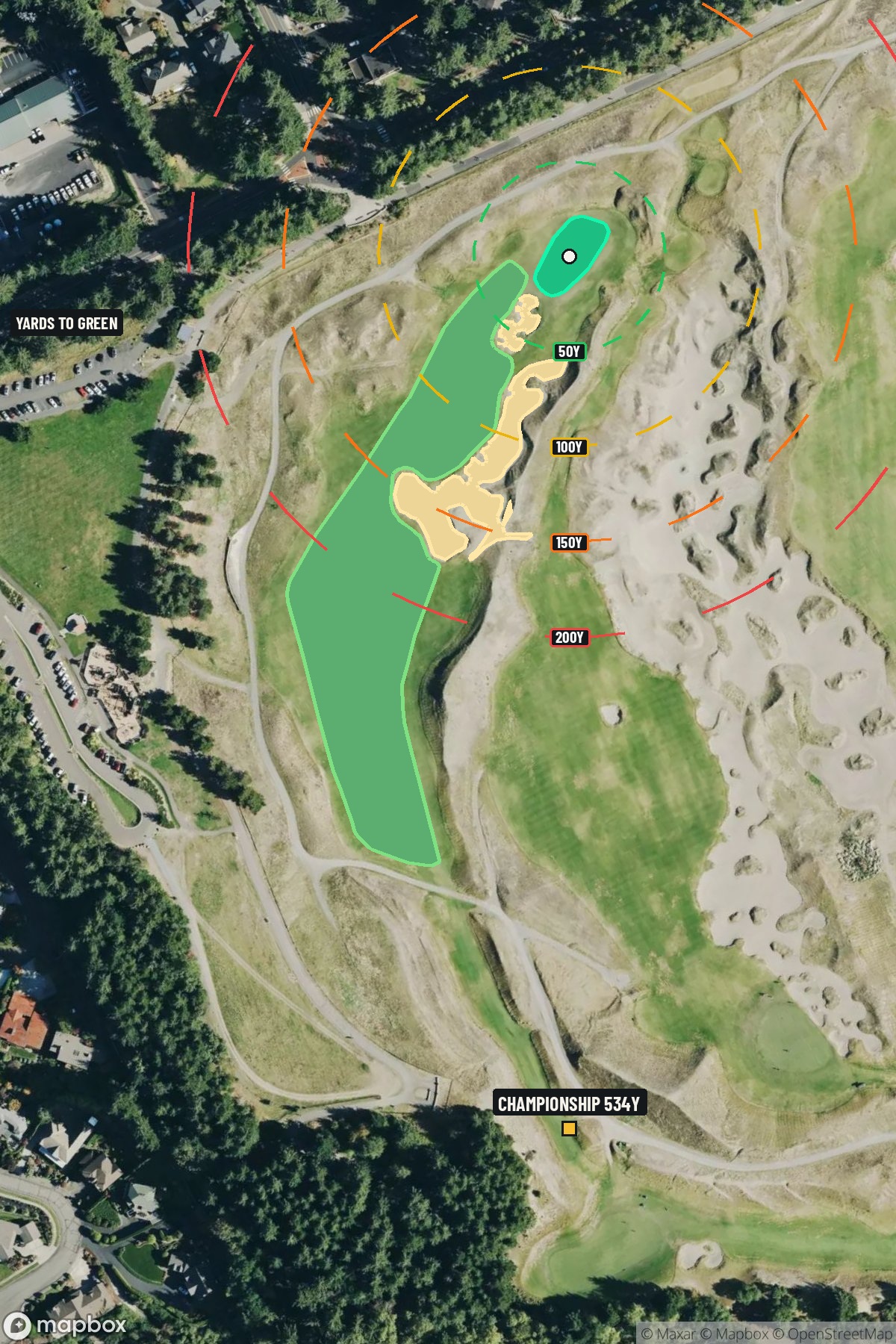 Hole 13 aerial at Chambers Bay Golf Course