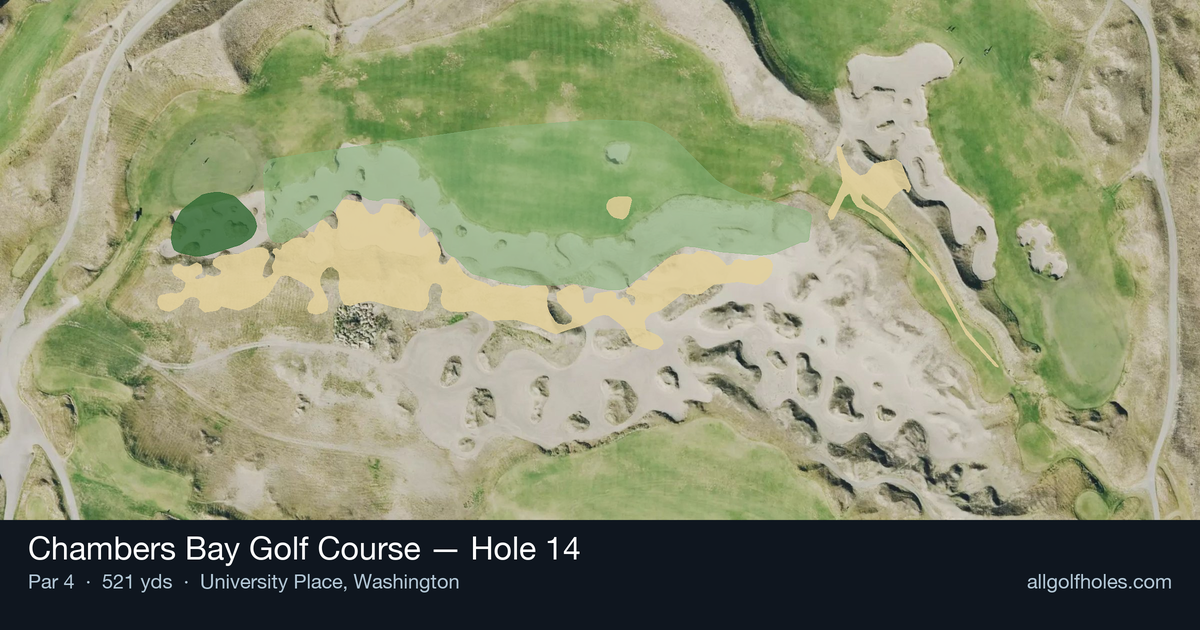 Hole 14 aerial at Chambers Bay Golf Course