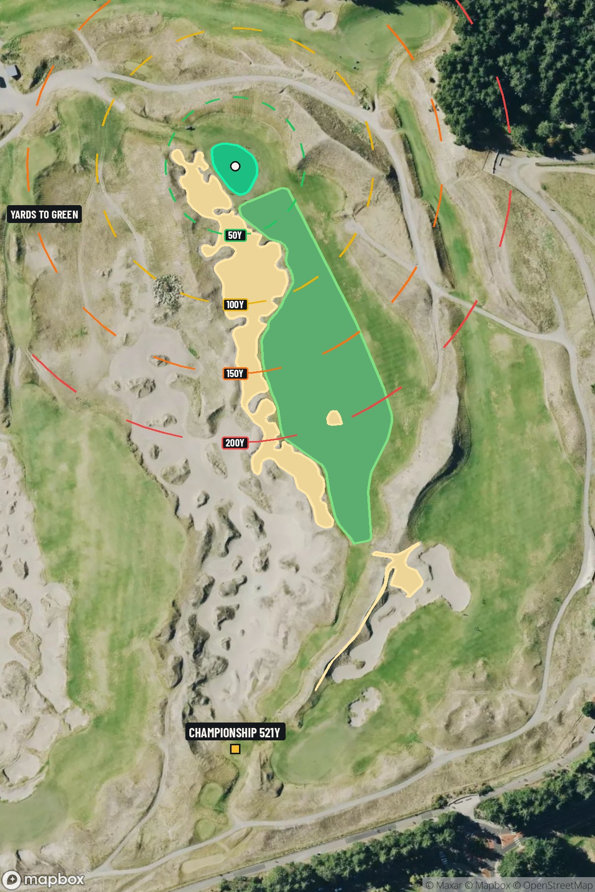 Hole 14 aerial at Chambers Bay Golf Course