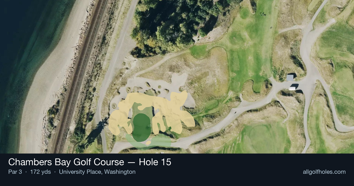 Hole 15 aerial at Chambers Bay Golf Course