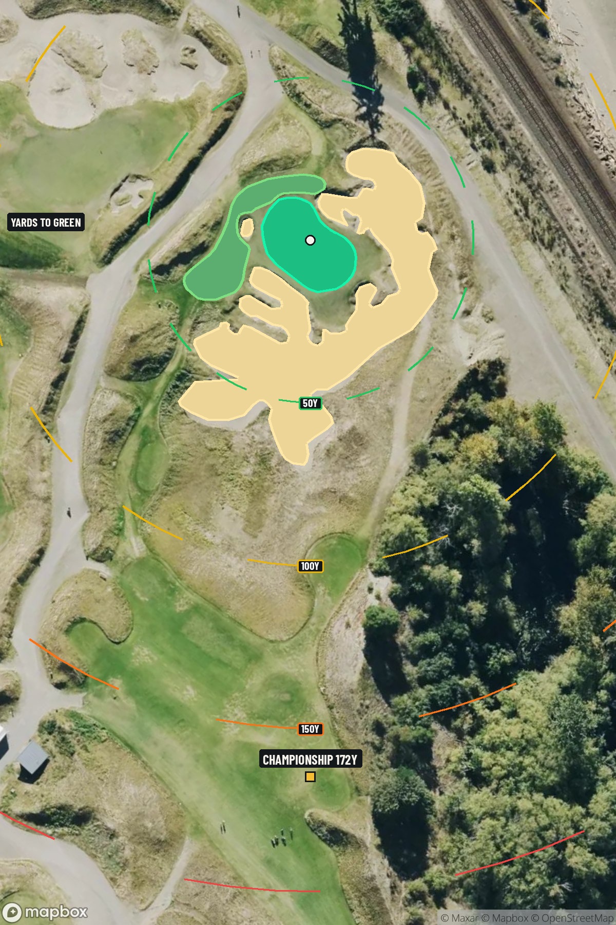 Hole 15 aerial at Chambers Bay Golf Course