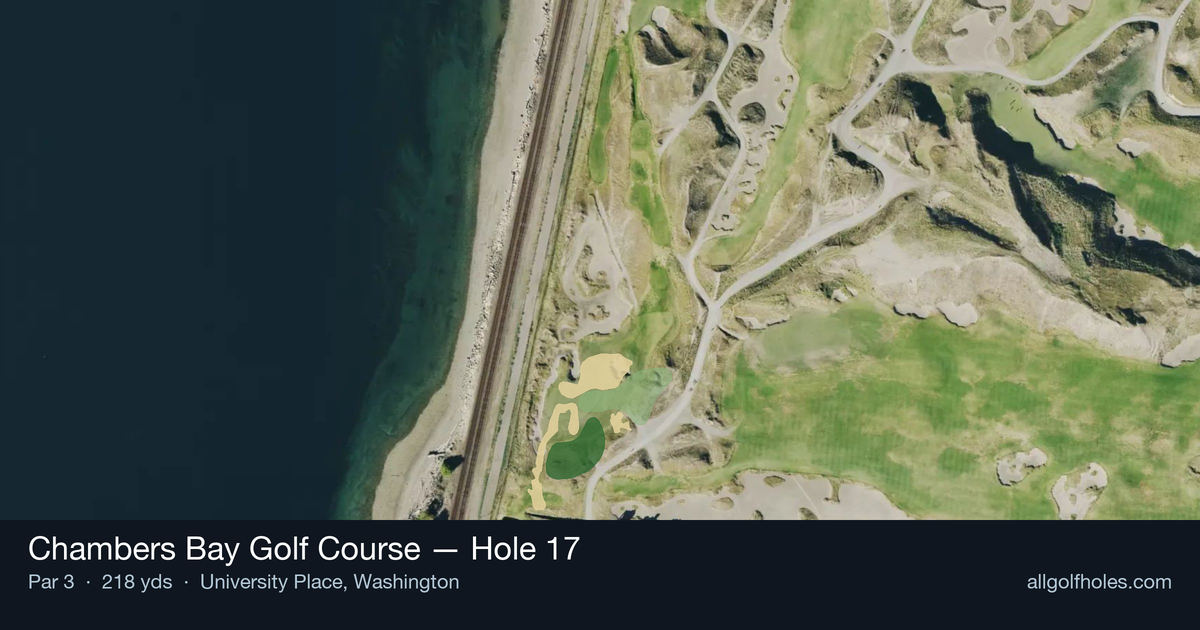 Hole 17 aerial at Chambers Bay Golf Course