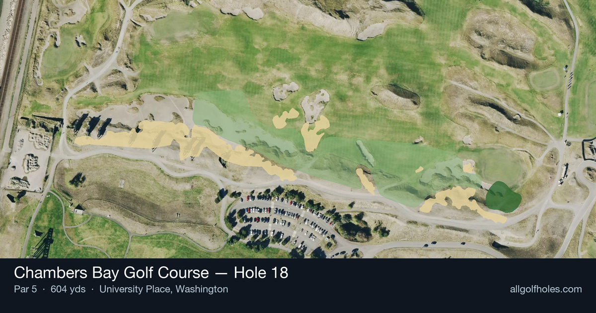 Hole 18 aerial at Chambers Bay Golf Course