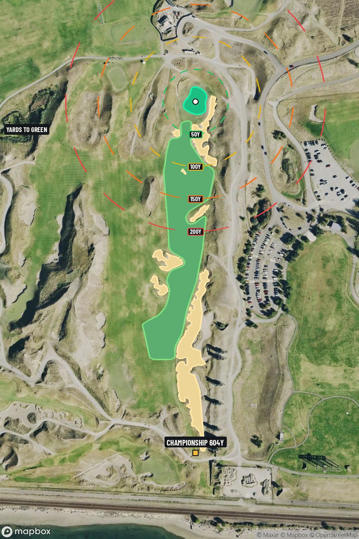 Hole 18 aerial at Chambers Bay Golf Course