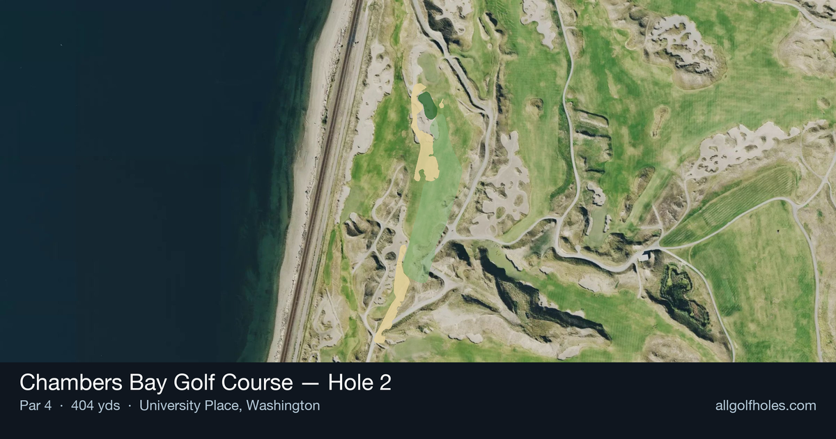 Hole 2 aerial at Chambers Bay Golf Course