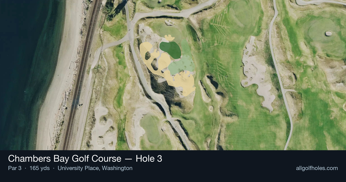 Hole 3 aerial at Chambers Bay Golf Course