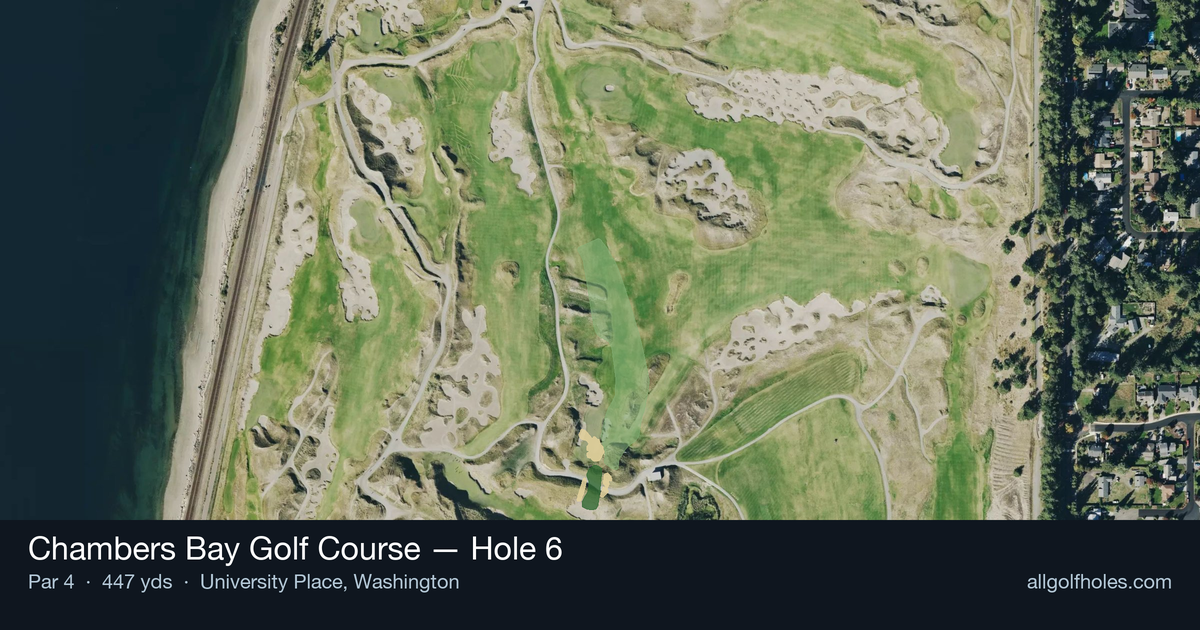 Hole 6 aerial at Chambers Bay Golf Course