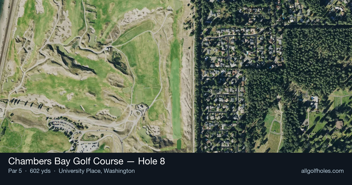 Hole 8 aerial at Chambers Bay Golf Course