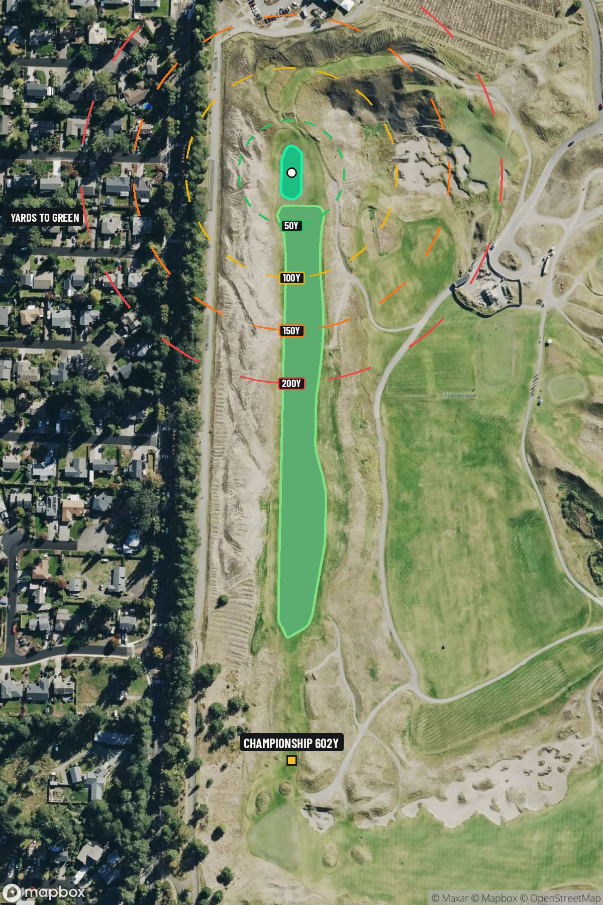 Hole 8 aerial at Chambers Bay Golf Course