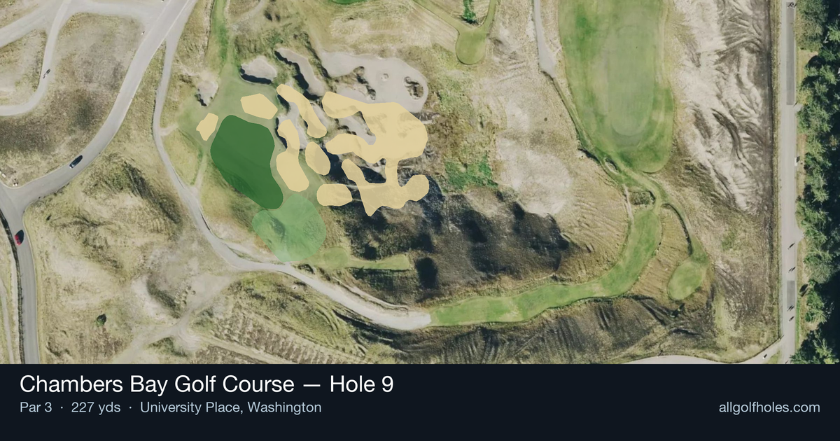 Hole 9 aerial at Chambers Bay Golf Course