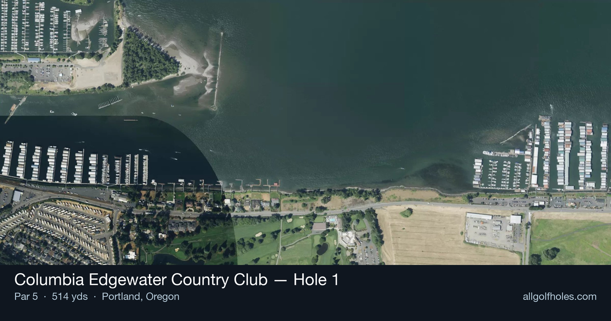 Hole 1 aerial at Columbia Edgewater Country Club