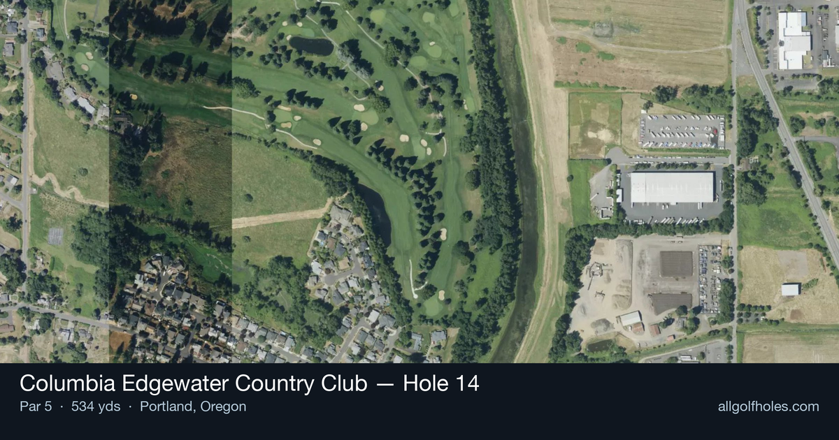 Hole 14 aerial at Columbia Edgewater Country Club