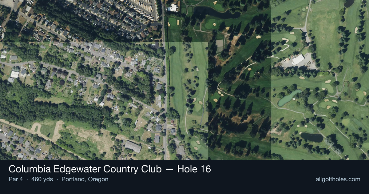 Hole 16 aerial at Columbia Edgewater Country Club