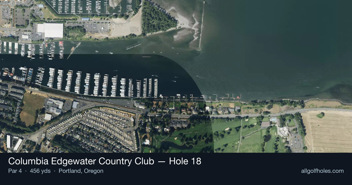 Hole 18 aerial at Columbia Edgewater Country Club
