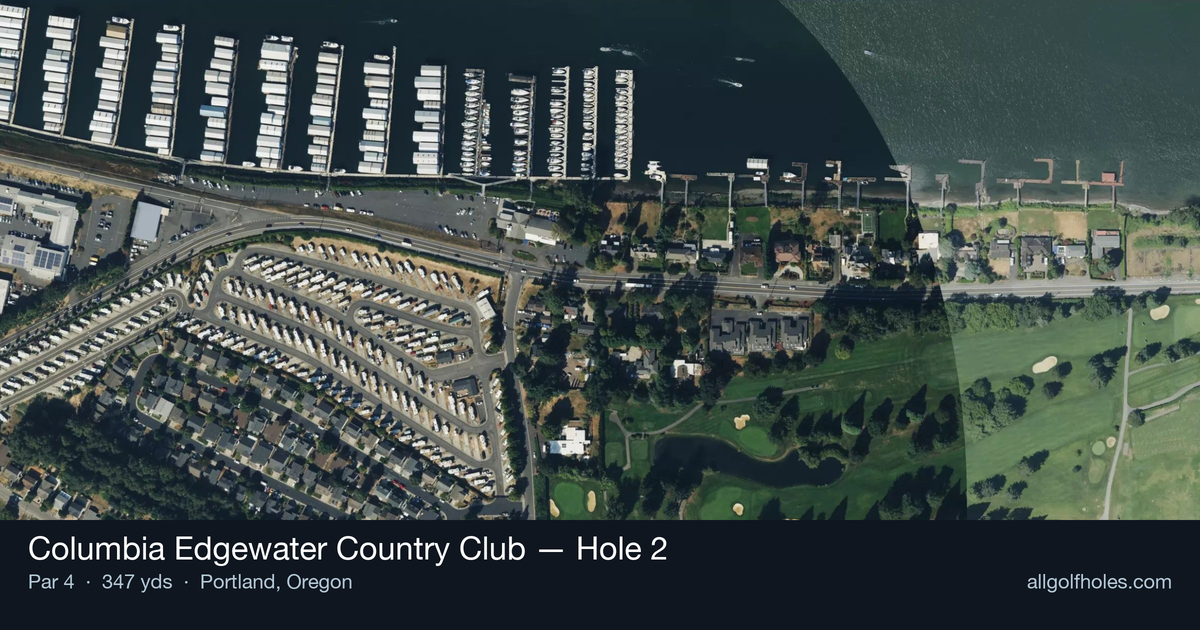 Hole 2 aerial at Columbia Edgewater Country Club