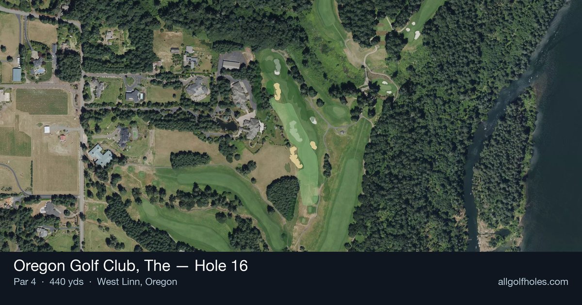 Hole 16 aerial at Oregon Golf Club, The