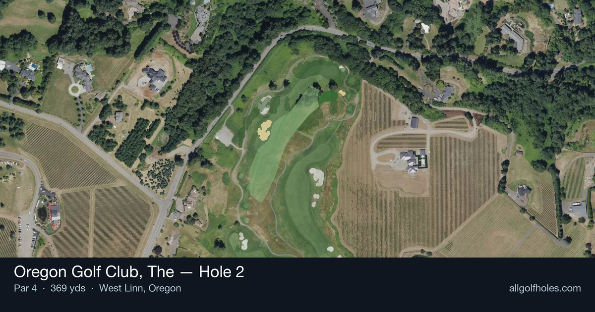 Hole 2 aerial at Oregon Golf Club, The