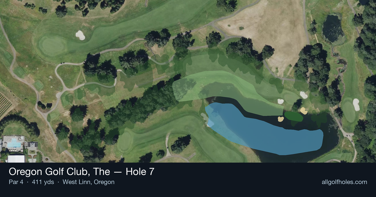 Hole 7 aerial at Oregon Golf Club, The