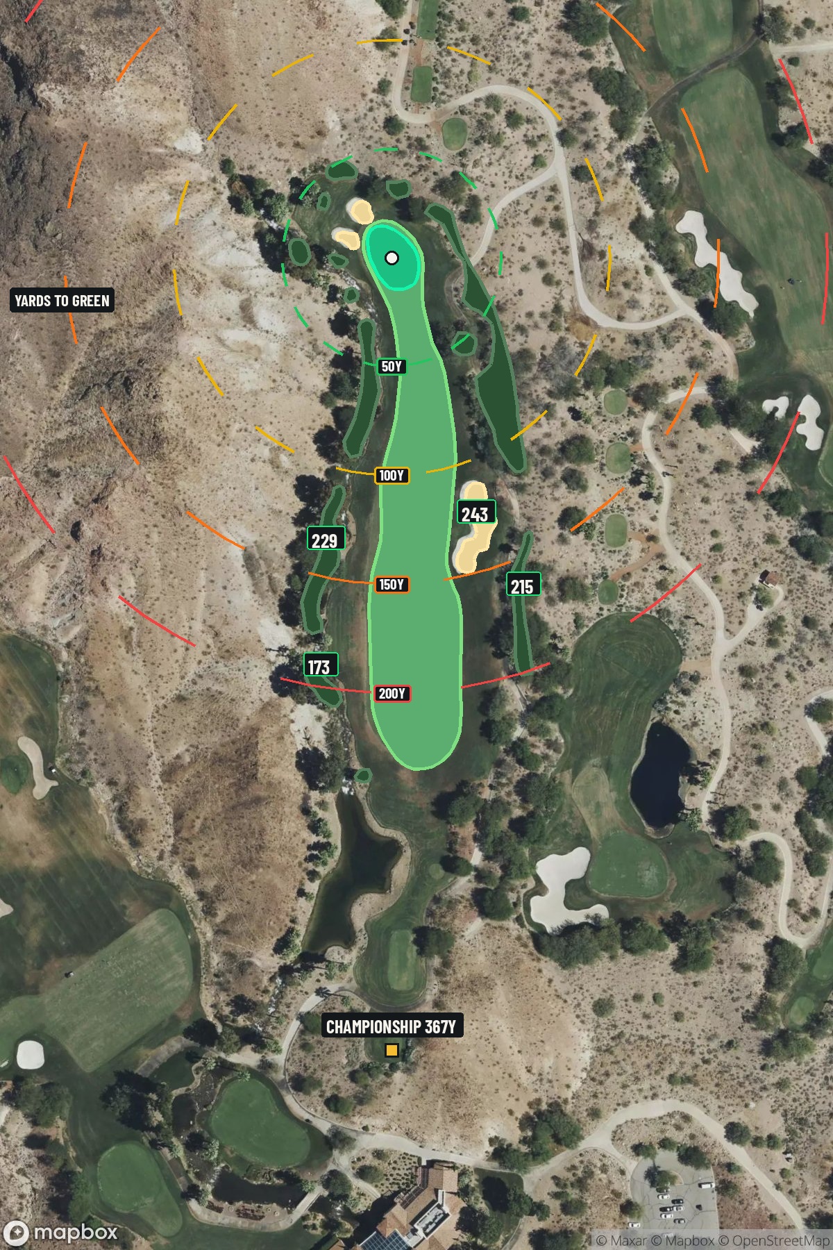 Hole 1 aerial at Cascata