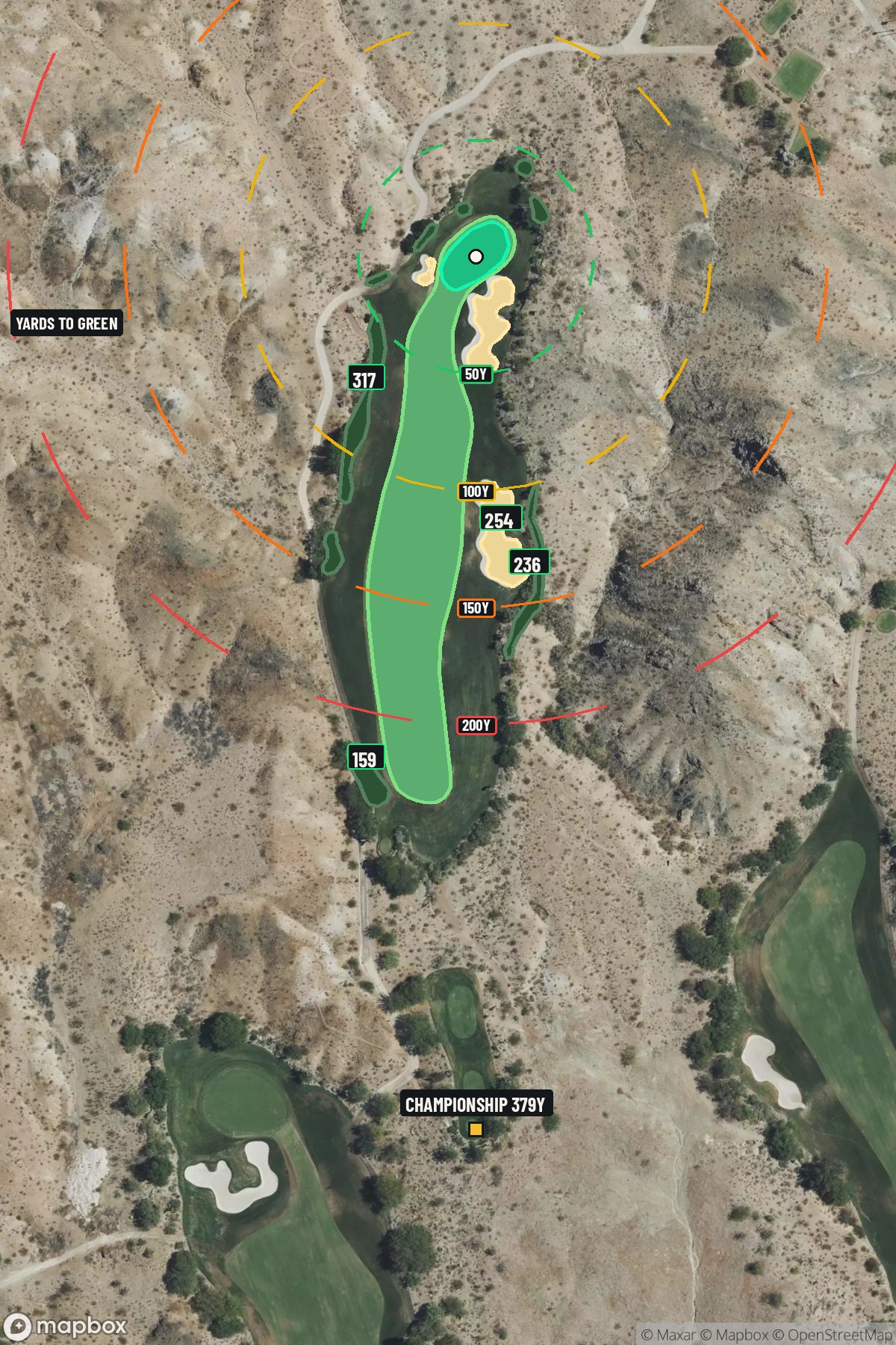 Hole 6 aerial at Cascata