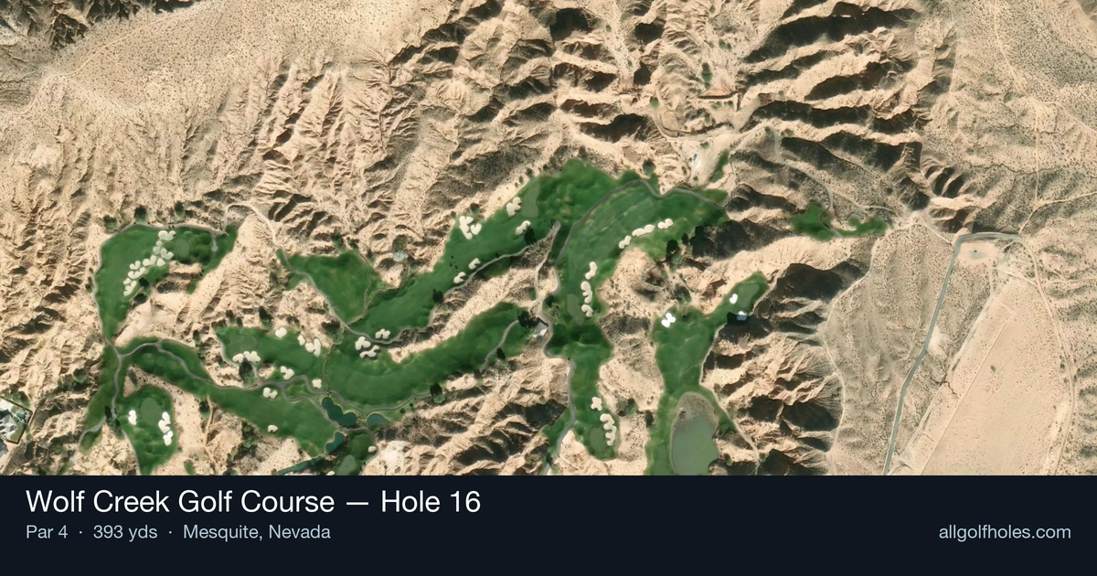 Hole 16 aerial at Wolf Creek Golf Course