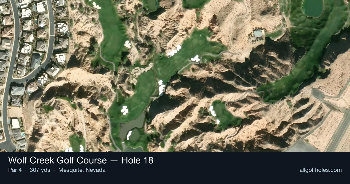 Hole 18 aerial at Wolf Creek Golf Course