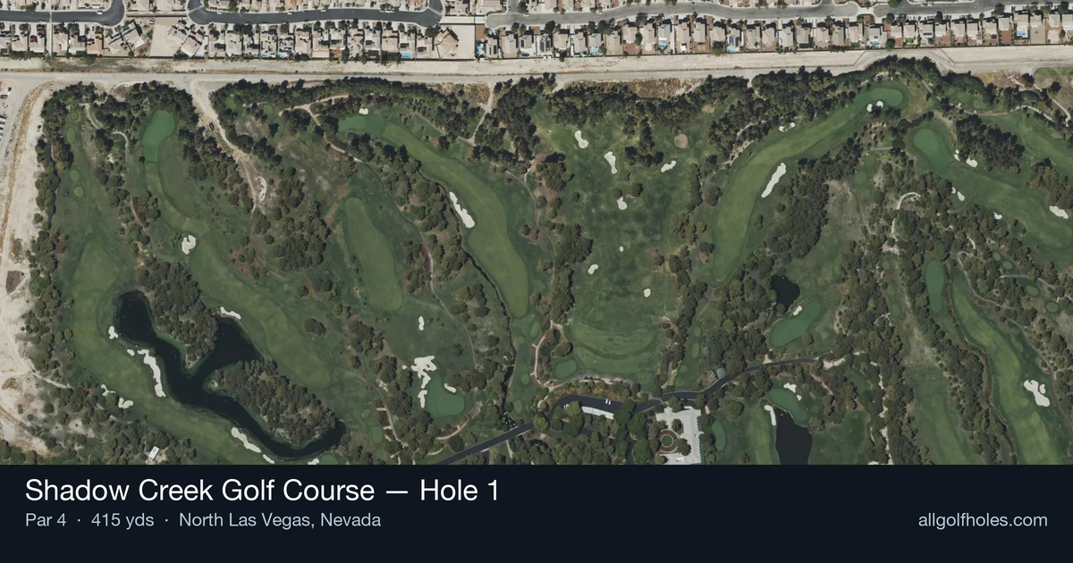 Hole 1 aerial at Shadow Creek Golf Course