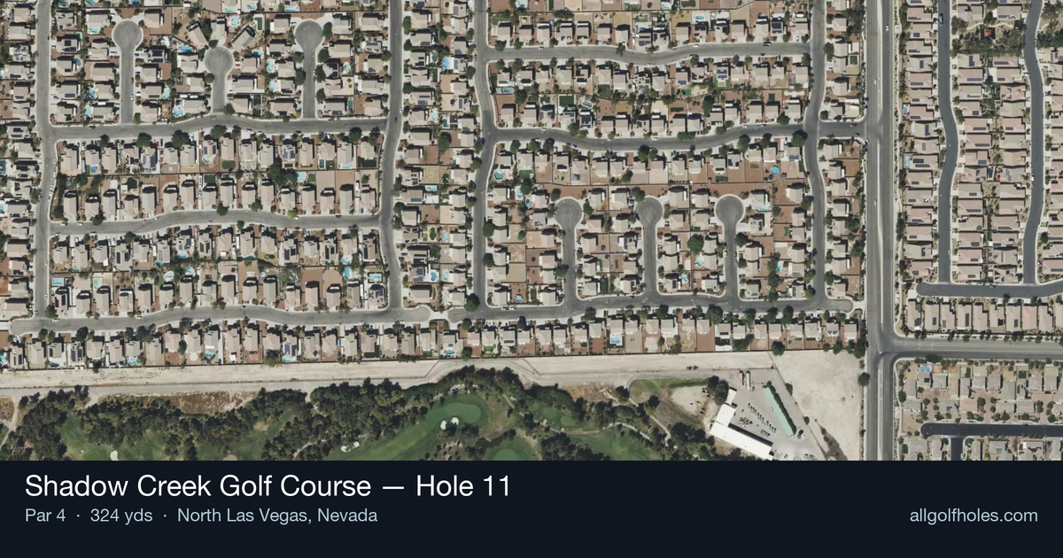 Hole 11 aerial at Shadow Creek Golf Course