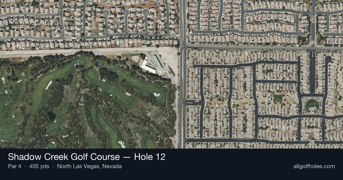 Hole 12 aerial at Shadow Creek Golf Course