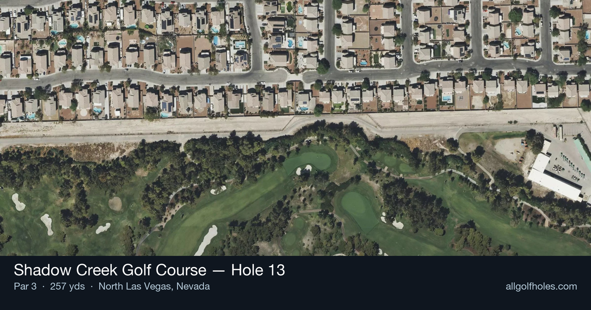 Hole 13 aerial at Shadow Creek Golf Course