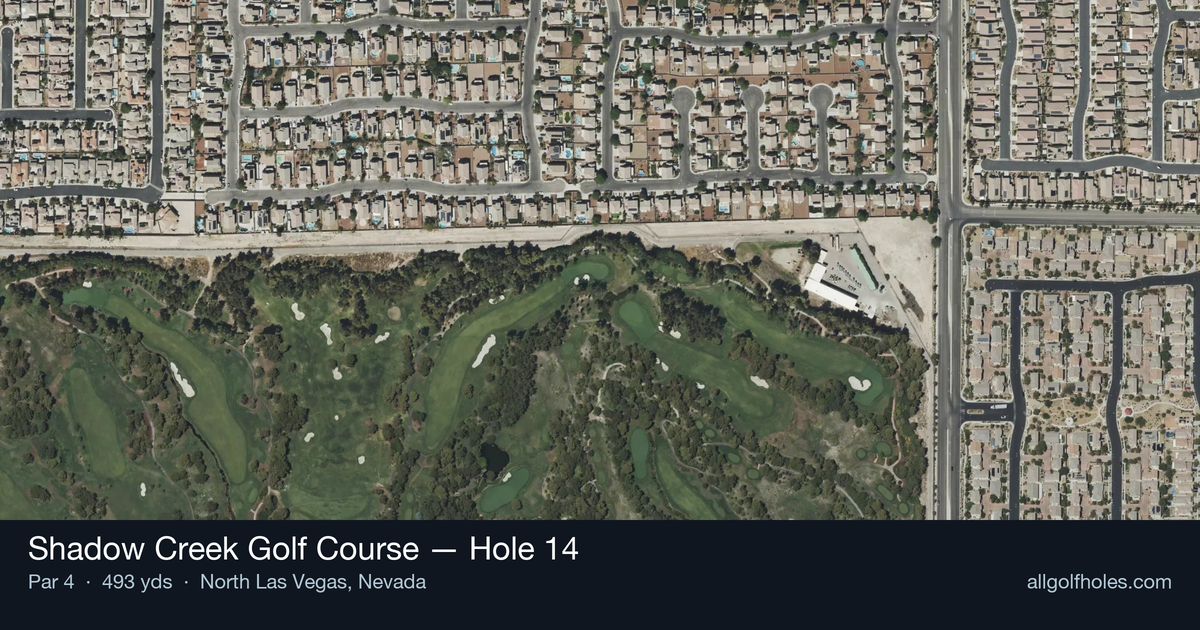 Hole 14 aerial at Shadow Creek Golf Course