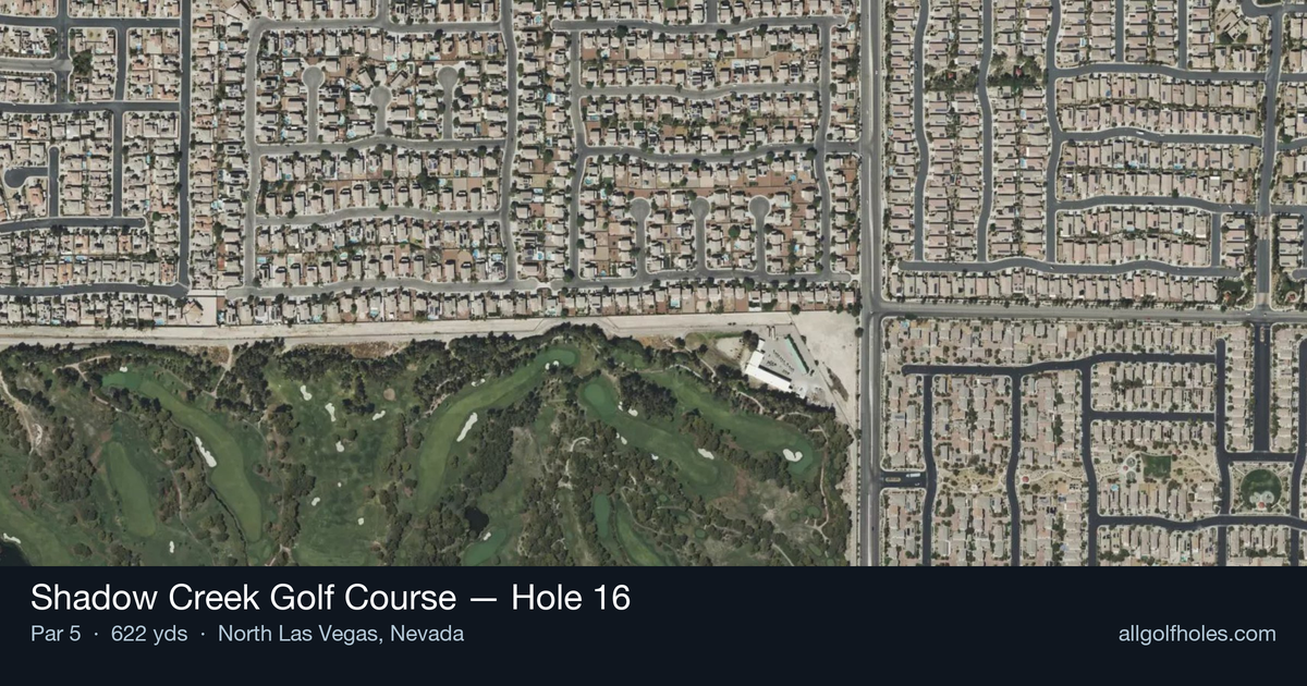 Hole 16 aerial at Shadow Creek Golf Course