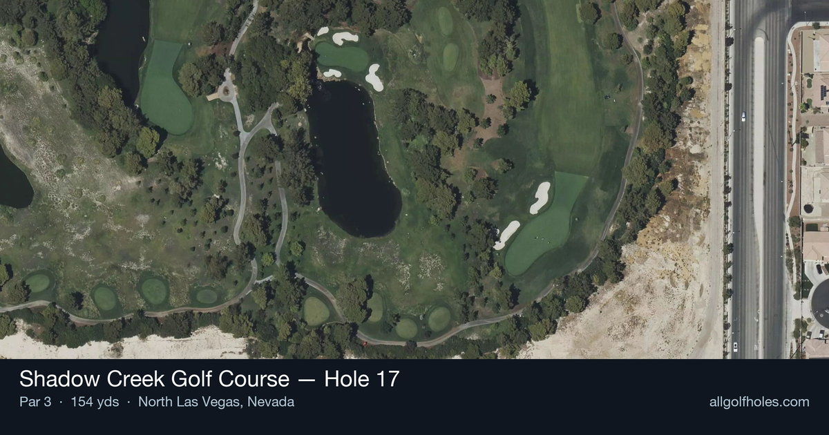 Hole 17 aerial at Shadow Creek Golf Course