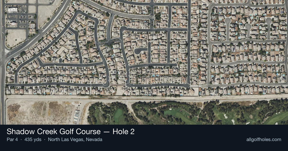 Hole 2 aerial at Shadow Creek Golf Course