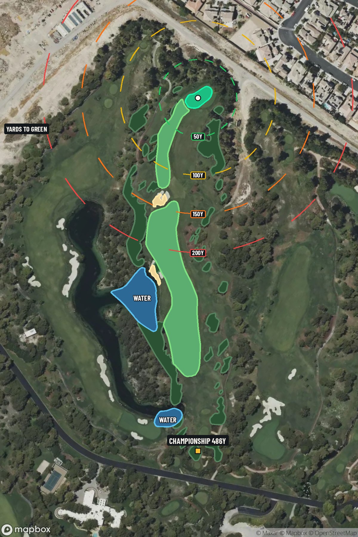 Hole 3 aerial at Shadow Creek Golf Course