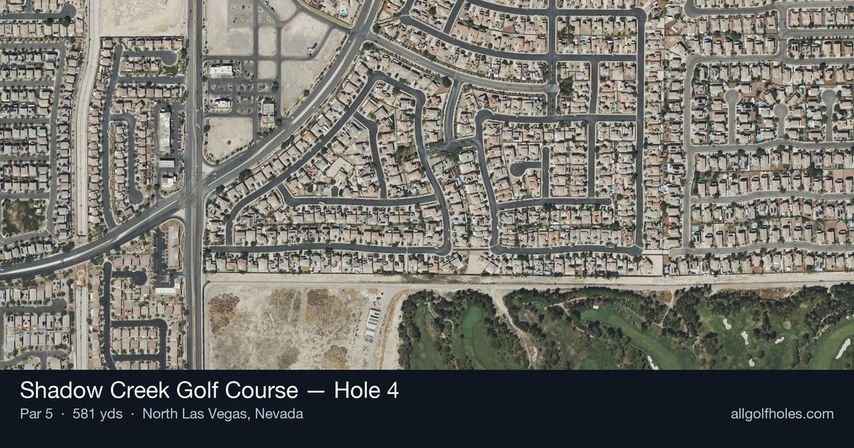 Hole 4 aerial at Shadow Creek Golf Course