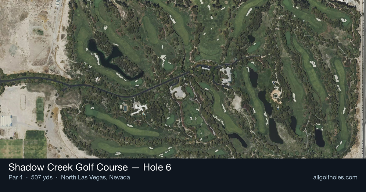 Hole 6 aerial at Shadow Creek Golf Course