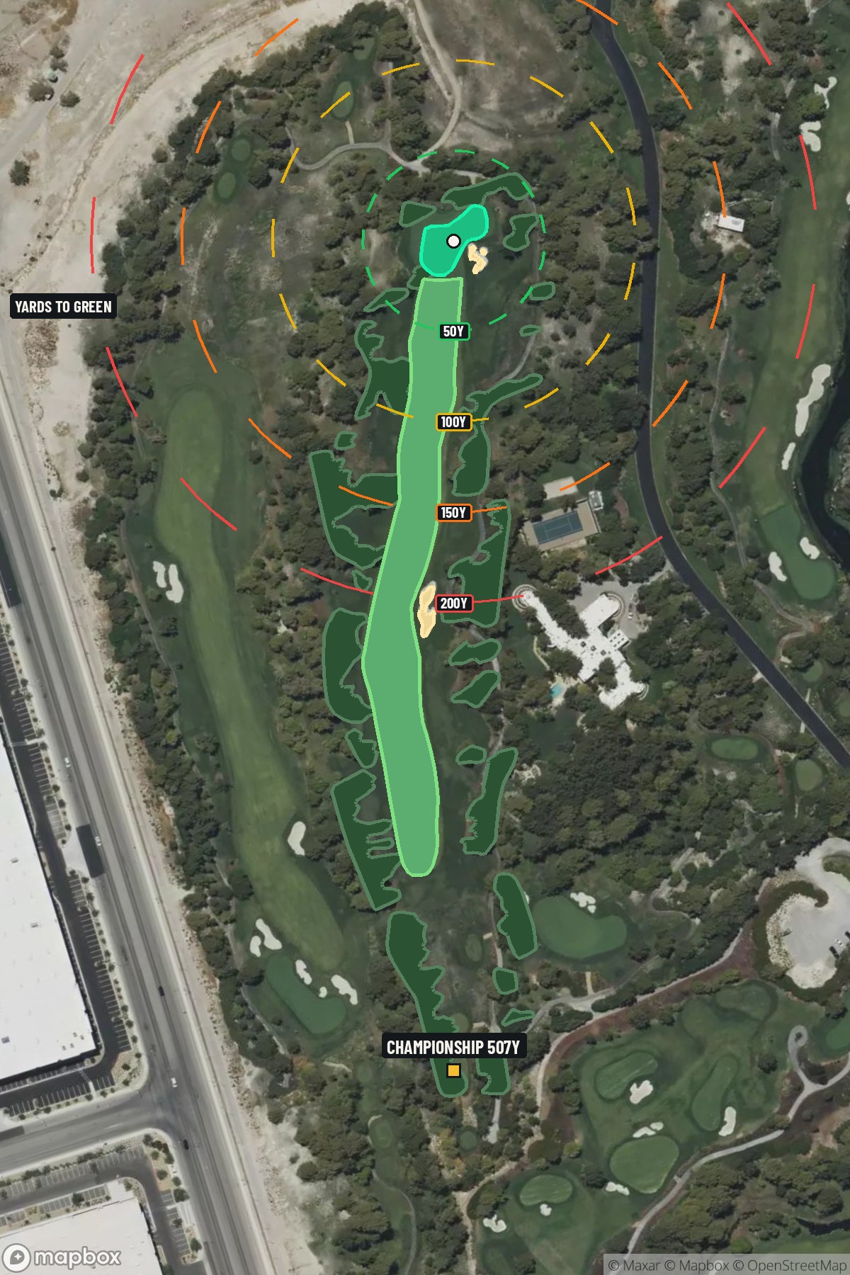 Hole 6 aerial at Shadow Creek Golf Course