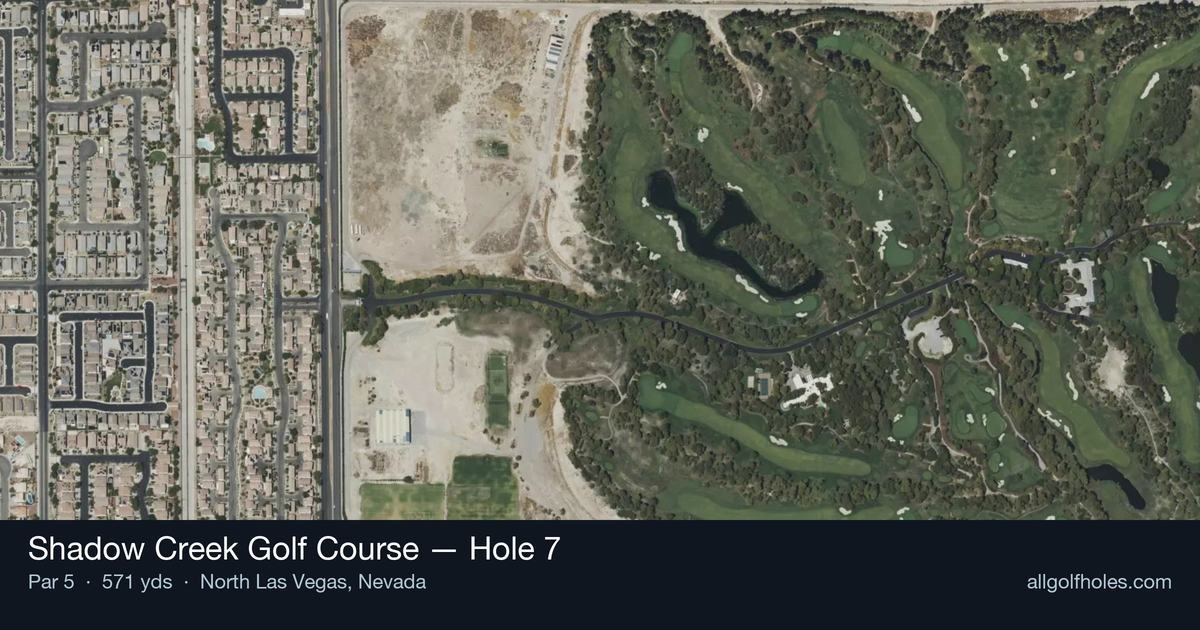 Hole 7 aerial at Shadow Creek Golf Course