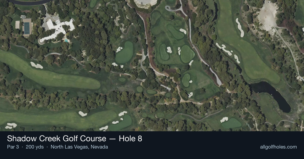 Hole 8 aerial at Shadow Creek Golf Course